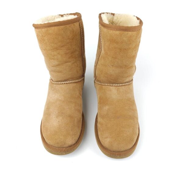 UGG Classic Short Ankle Boot Lambskin Suede Sherpa Fur Ankle 90s Y2k Chestnut 8 - Picture 3 of 7